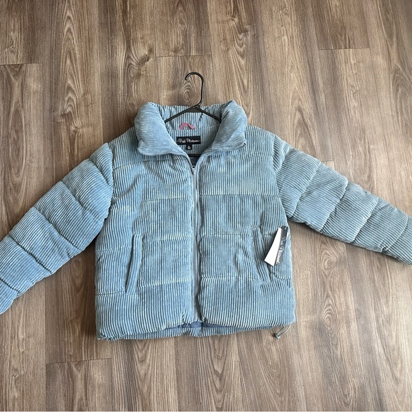 Pink Platinum Jackets & Blazers - Baby Blue Corduroy Puffer Jacket